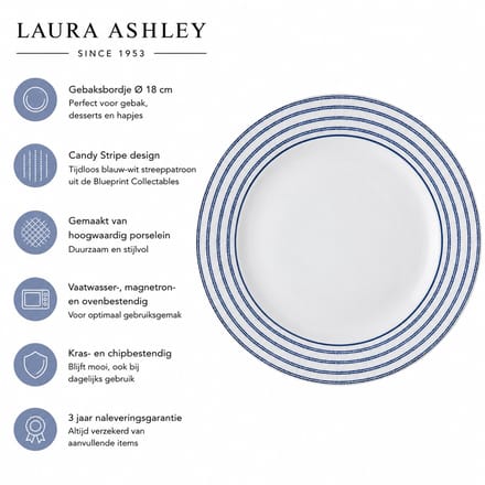 Laura Ashley Blueprint Collectables Borden - Plat - Ø 18cm - Candy Stripe - Kerstservies
