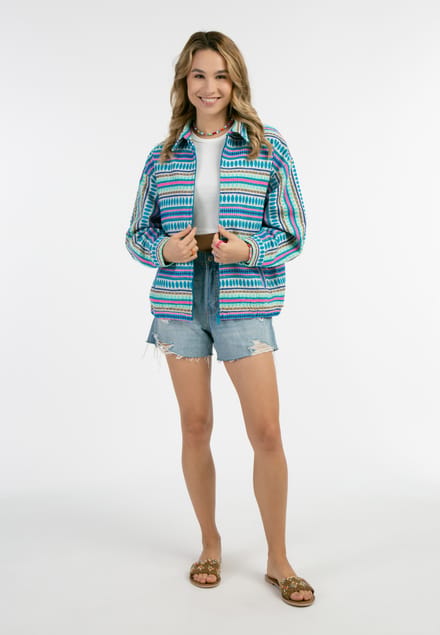 IZIA Oversized bomberjack Dames Veelkleurig blauw