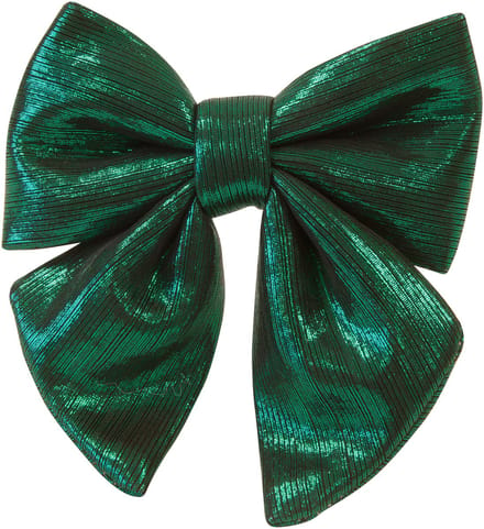 HOBI - Donkergroene metallic stoffen strik 15 cm voor kerstdecoratie