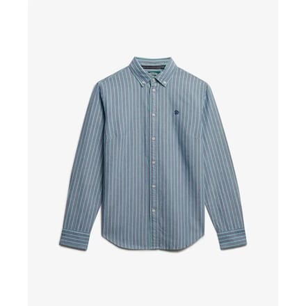 Superdry Oxford Overhemd met Lange Mouwen Slanke Pasvorm Blue Grootte: 40