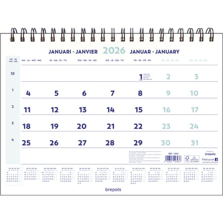 1-Maandskalender 2027 Brepols 43x31.5cm