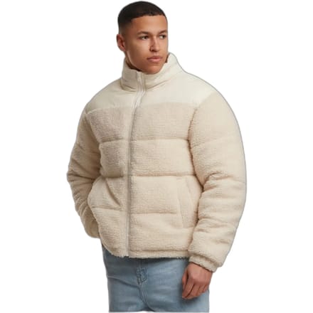 Urban Classics - Fabric Mix Teddy Gewatteerd jack - 3XL - Creme