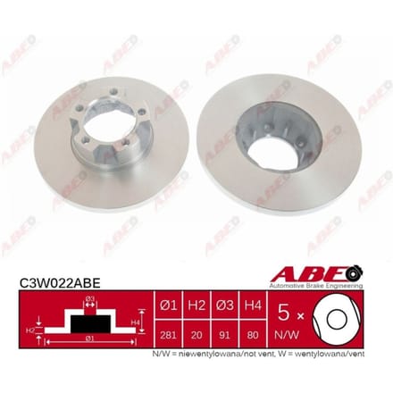 Remschijf ABE C3W022 voorkant, compleet, 1 Stuk