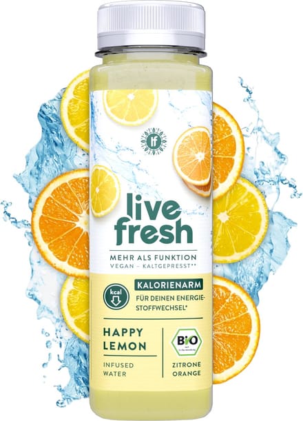 LiveFresh Happy Lemon – BIO Infused Water – 6x250ml