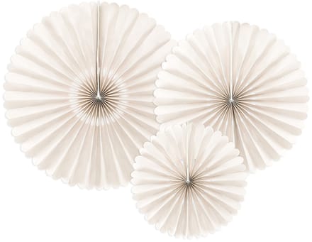 PARTYDECO - 3 decoratieve beige papieren rozetten voor bruiloft
