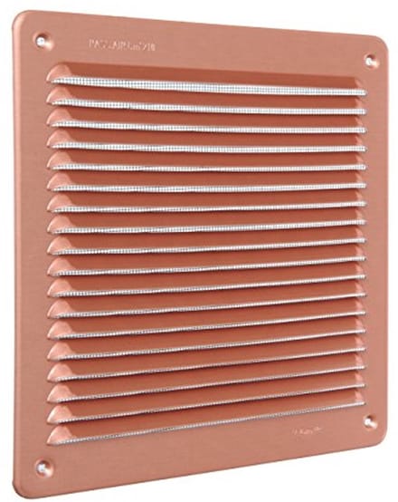 Vierkant overlappend ventilatierooster van aluminium, 228 x 228 mm