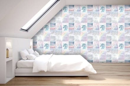 Unicorn Eenhoorn Behang 53cm breed 10m Lang papierbehang