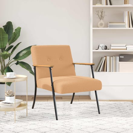 vidaXL - Fauteuil - Beige - Kratig - Wolachtig - Stof