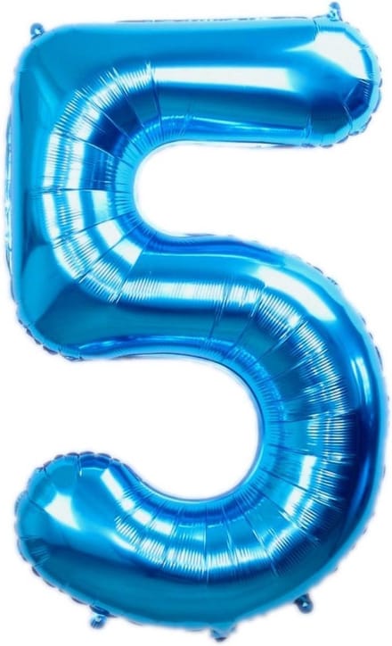Scoby - Cijferballon - Folie - 70cm - Blauw - Cijfer 5