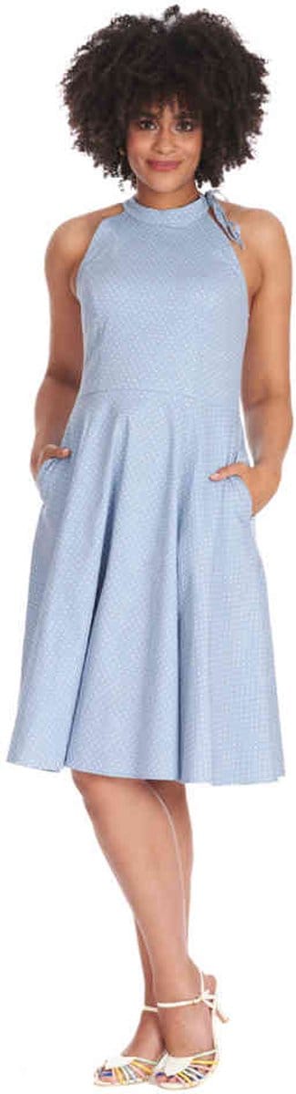 Banned - Hattie Halter Spot Flare jurk - M - Blauw