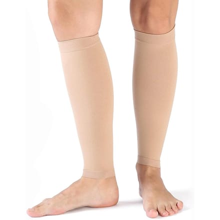 1 Paar Kuit Compressie Sleeve Beensteun Verlicht Pijn Zwelling Scheenbeenklachten Spataderen S beige