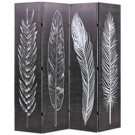 vidaXL - Kamerscherm - inklapbaar - veren - 160x170 - cm - zwart - en - wit