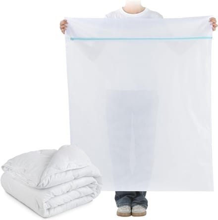 Groot wasnet 90 x 110 cm van polyester, robuuste waszak met ritssluiting voor dekens, truien en beddengoed