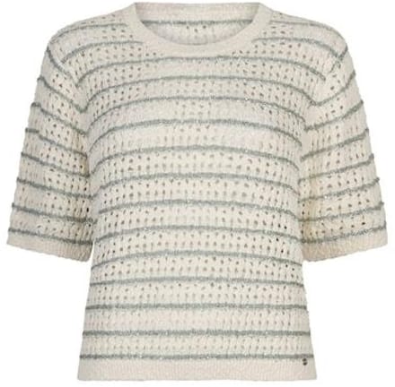 Red Button beige dames trui   Ronde hals   Regular fit   Streep patroon   3/4 mouw Beige XS