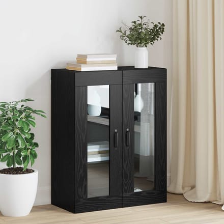 vidaXL - Opbergkast - Wandgemonteerd - Zwart - Eiken - 69,5 - x - 34 - x - 90 - cm