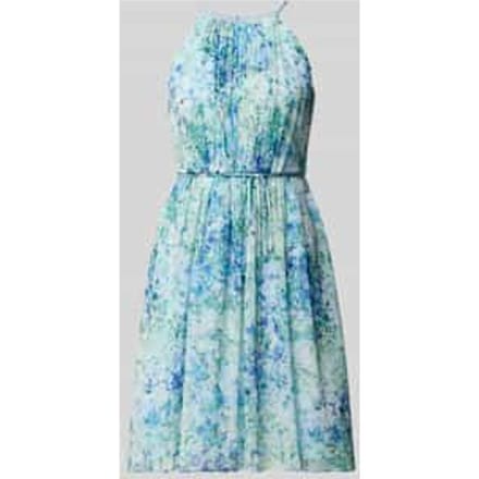 Mini-jurk in plooien-look met florale all-over print
