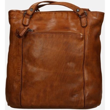 Bear Design Medium Schoudertas Dames - Leer - Sandy - Leren Anti Diefstal Rugtas voor Vrouwen - Cognac