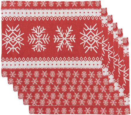 Clayre & Eef Placemats Set van 6 33x45 cm Rood Polyester