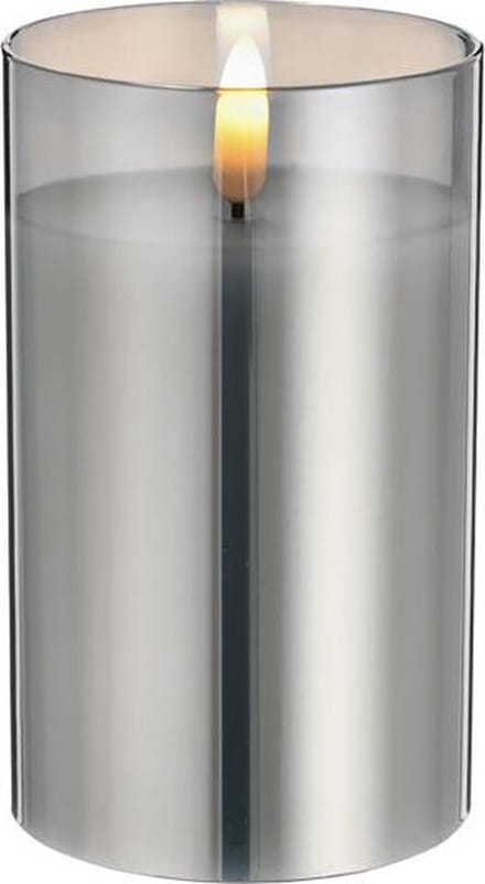 Cepewa Kaars - LED - met timer - grijs - glas - 7 x 12 cm - met timer - Woondecoratie - Elektrische kaarsen