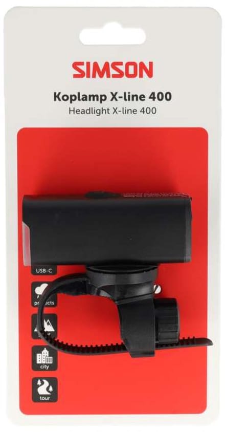 Simson koplamp Aurora X-line 400 - USB-C oplaadbaar