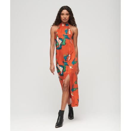 Superdry Maxi-jurk met Hoge Halslijn Rood Grootte: 36