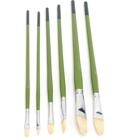 Schilderijkwast Sets Multimodaal Varkenshaar 6 Verschillende Maten Olieverfkwasten voor Olieverf Aquarel beige