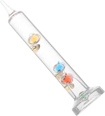 Galileo Thermometer - Glazen Temperatuurmeter - Bureau Decoratie - Drijvende Bollen - 18 cm Lengte - Multicolor