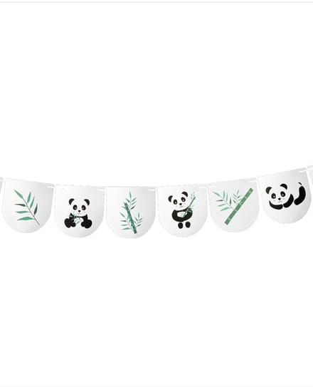 HOBI - Slinger met 11 panda vlaggetjes 3 m verjaardag en bamboe