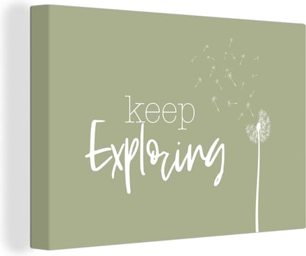 Canvas Schilderij Spreuken - Quotes - Keep exploring - Reizen - 60x40 cm - Wanddecoratie