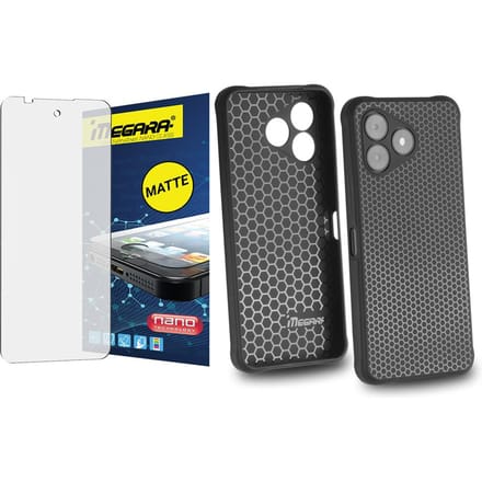 Mat Hybride Glas voor Hammer Blade VA 5G - 6,56  + Zwart TPU Hoesje