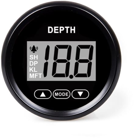 Hollex zwarte Dieptemeter 9-32V Ø59mm inclusief Spiegeltransducer