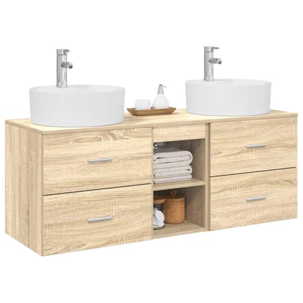 vidaXL - Badkamerkast - set - 3 - st - Sonoma - Eiken - 129 - x - 44,5 - x - 82 - cm