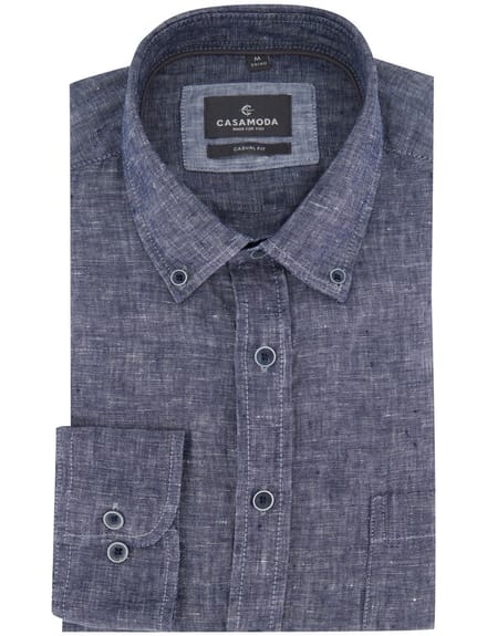 Linnen Overhemd Casa Moda blauw Casual Fit