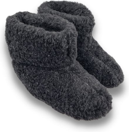 wollen sloffen 100% wol pantoffels - zwart hoog model - antislip zool - maat 39