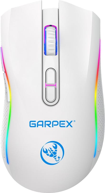 Garpex® Draadloze Muis - Gaming muis - Computermuis - Muis Draadloos - Met LED Verlichting - Oplaadbaar – Wit