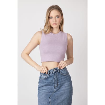 Gebreid Crew Neck Crop Top