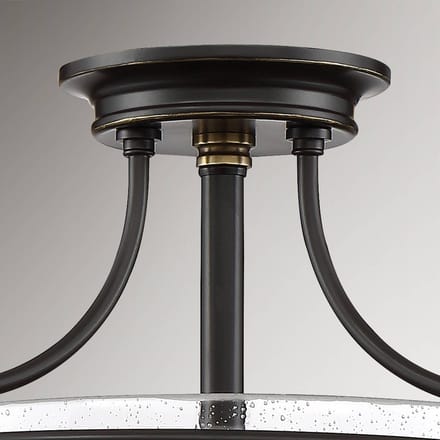 Quoizel LED Plafondlamp Griffin | 3X E27 Max 60W | Dimbaar | Palladian Bronze with Weathered Brass Accents