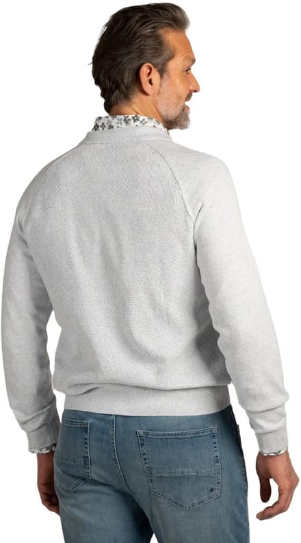 trui New Zealand lichtblauw polokraag normale fit gebreid