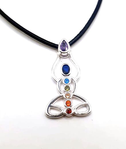 Zilveren meditatie chakra hanger(30344V)