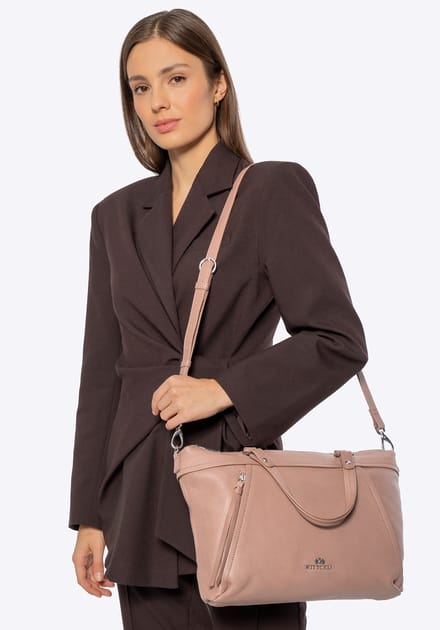 Wittchen Dames 15" Leren Laptoptas met Kwastje, Beige, Natuurlijk Leer