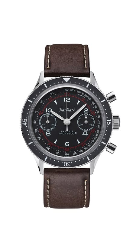Hanhart 415 ES Pure - Horloge - Lederband donkerbruin - bruin - 39 mm