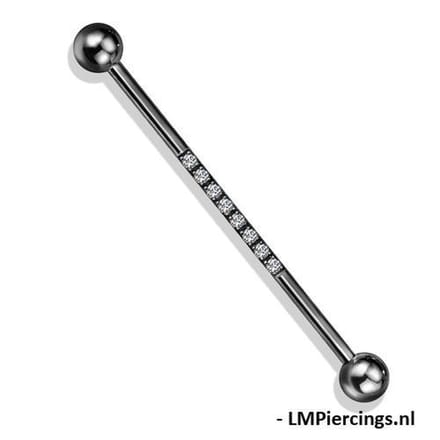 Industrial piercing PVD CNC prong-set - zwart - LMPiercings