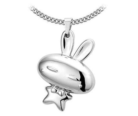 Montebello Ketting Berryl - 316L Staal - Konijn - 30x45mm - 45cm
