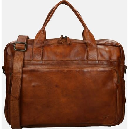 Bear Design Cow Lavato Leren Laptoptas - 17 inch - Cognac