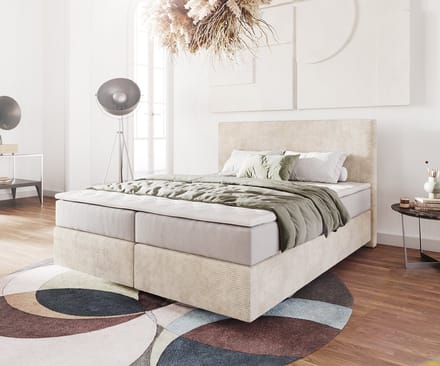 Boxspringbed Dream-Well Cord Beige 160x200 cm met Pocketveringmatras en Topper