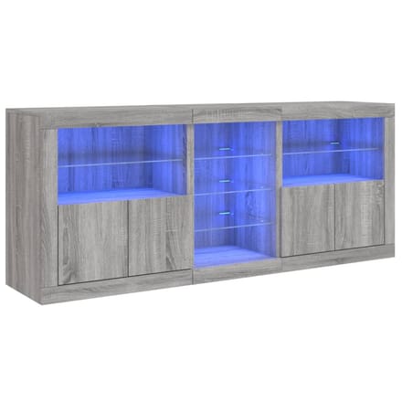 vidaXL - Dressoir - met - LED-verlichting - 162x37x67 - cm - grijs - sonoma