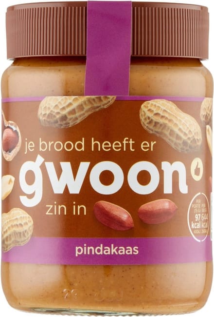 G'woon Pindakaas naturel 12 potten x 350 gram