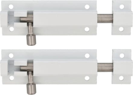 AMIG schuifslot - 4x - aluminium - 6 cm - wit - deur - schutting - raam