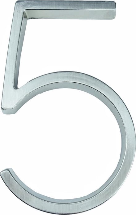 Huisnummer Zilver 12,5 cm nr. 5 - Chrome Huisnummer - modern huisnummer 125 mm