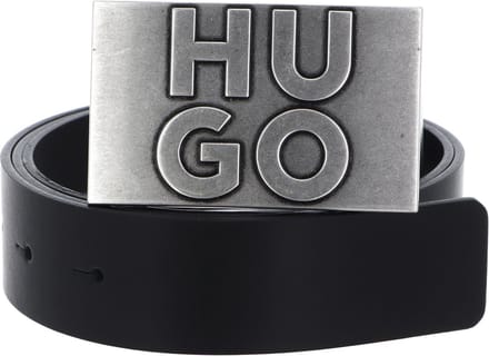 HUGO Leren Riem Gunter Sz35 Leather Belt W100 Black Zwart